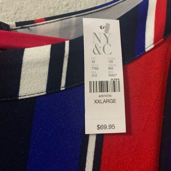 New York & Company Multi-colored High-Low Striped Stretch Duster Top XXL - Picture 10 of 10